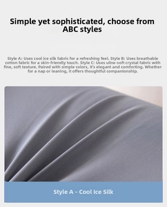 Detail of grey cooling ice silk fabric texture on memory foam lumbar support pillow