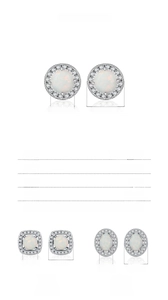 Detailed view of S925 sterling silver opal stud earrings with cubic zirconia settings