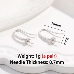 Crochets d'oreilles en argent S925 pour perles avec zircons et spécifications de 18mm