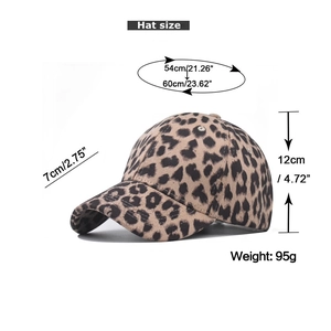 Guida alle taglie per cappellino leopardato con circonferenza testa e misure della visiera