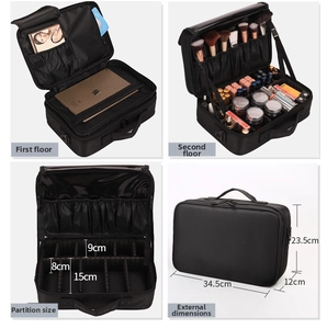 Oxford cloth makeup bag with adjustable dividers and waterproof multi-layer storage compartments