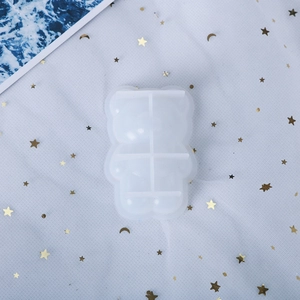 Top view of translucent bear-shaped silicone mold for DIY crystal resin jewelry making