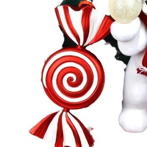 Red and white spiral candy ornament for Christmas window display and festive decoration