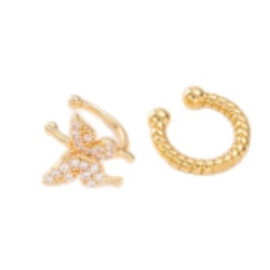Set di orecchini a clip a farfalla placcati oro 18k con zirconi dal design minimalista