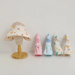 Breathable mesh children's sun hat with foldable design and cute cartoon animal prints