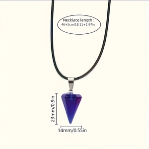 Collana con pendolo in cristallo viola sfumato e indicazioni delle dimensioni