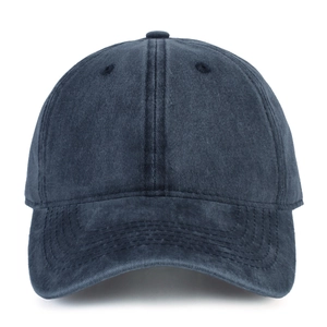 Classic washed blue cotton baseball cap with vintage distressed texture and soft crown design