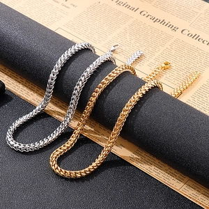 Hip hop square dragon bone chain bracelet in silver and gold tone titanium steel