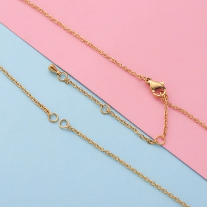 18k gold plated stainless steel minimalist link chain necklace with clasp and extender