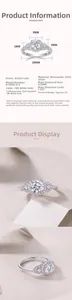 Detail of 1ct lab diamond S925 silver ring featuring 18K white gold plating and pavé setting