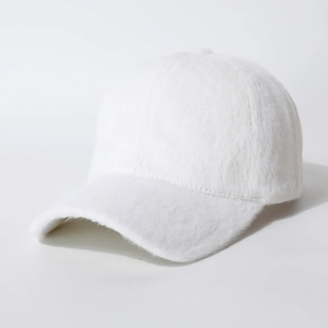 Plush Baseball Cap Faux Fur Warm Thickened Curved Brim Solid Color Winter Casual Fashion Women Hat