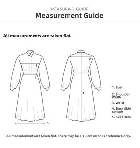 Detailed measuring guide for V-neck printed mini dress with chest and waist size chart