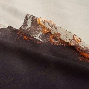 Bohemian tapestry featuring snow mountain landscape print on soft textured fabric cloth