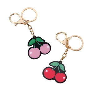 Cute Cartoon Cherry Fruit Keychain For Women Girls Plastic Resin Cherry Bag Pendant Metal Alloy Keyring Gift Accessories