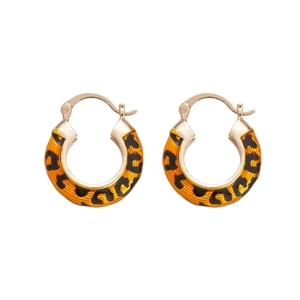14k gold-plated retro hoop earrings with classic leopard print enamel pattern