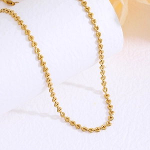 Minimalist Stainless Steel Heart Link Chain Necklace Gold Plated Heart Shaped Choker Fashion Necklaces For Women Valentine Gift