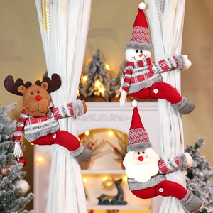 Weihnachts-Vorhangschnallen-Set mit Weihnachtsmann, Schneemann und Elch für die Heimdekoration