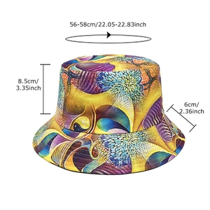 Tableau des tailles pour bob tie-dye coloré indiquant le tour de tête de 56-58 cm