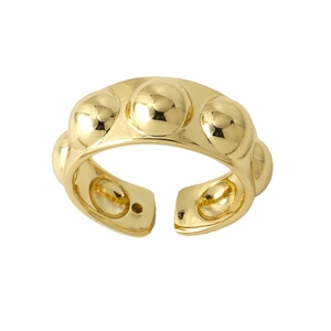 Irregular gold plated open ring with polished hemispherical stud design for women