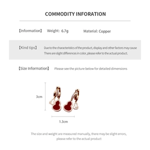 Detailed dimension guide for 14K gold plated red gourd earrings with size measurements