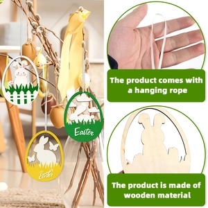 Wooden Easter bunny pendants with 'Easter' engraving for festive holiday party decorations