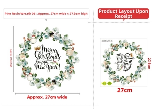 Detail view of 27cm watercolor Christmas wreath wall decal with berries and Santa