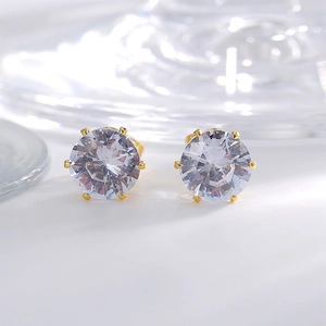 Élégantes boucles d'oreilles couronne plaquées or 18K avec zircons brillants