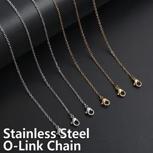 Polished stainless steel cable chain necklaces in gold and silver with lobster clasps