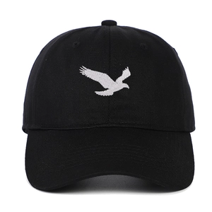 Casquette de baseball en coton noir avec broderie d'aigle blanc sur fond blanc classique
