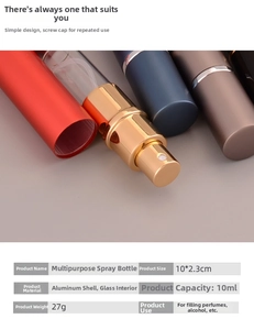 Detail view of 10ml portable spray bottle with aluminum shell and glass inner vial