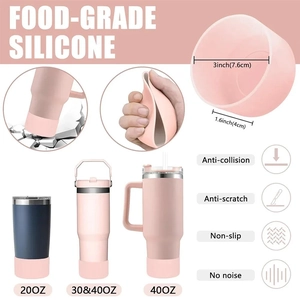 Food-grade silicone boot for 20-40oz tumblers with anti-collision and non-slip features