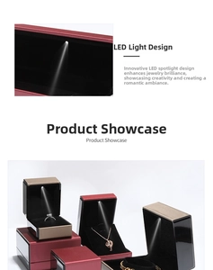 Detail of jewelry box with LED light reflecting on velvet lining and glossy finish