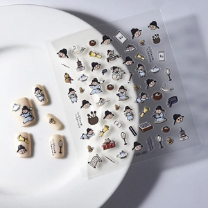 Stereoskopische Nagelaufkleber mit Tang-Dynastie-Poeten und wasserfestem 3D-Cartoon-Design