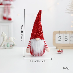 Detailed plush Christmas gnome dimensions showing 27cm height and 15cm width for home decor