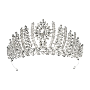 Luxurious silver bridal crown with sparkling crystals for weddings and formal parties