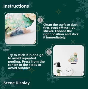 Detailed application steps and indoor scene of succulent plant PVC wall stickers