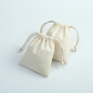 Natural cotton linen drawstring storage bags for jewelry and gift packaging