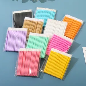 Assorted colorful disposable flocked lip brushes in 10 vibrant shades for makeup