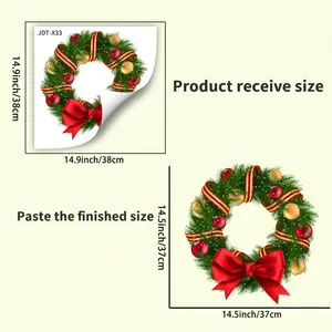 Guide des tailles détaillé pour sticker de Noël avec dimensions de pose et finitions