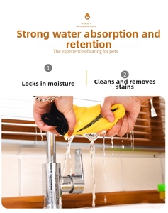 Action shot of squeezing high-density microfiber cloth showing superior water absorption