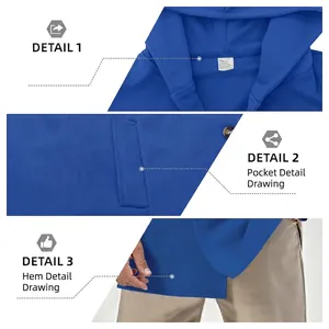 Royal blue slim fit hooded windbreaker jacket with drawstring neck and side pockets