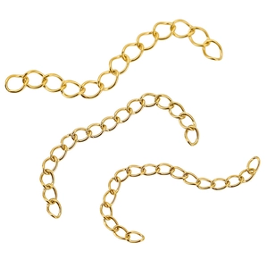 Three pieces of 5cm 18k gold plated stainless steel extension chains for DIY jewelry making