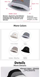Detailed size specifications of the autumn winter fleece bucket hat with measurements