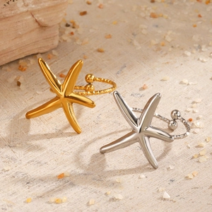 Bagues ajustables étoile de mer en or et argent pour un style de vacances à la plage