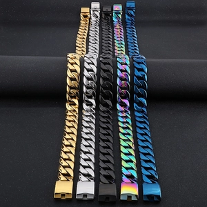 Grosse catene cubane 24mm in acciaio inossidabile nei colori oro argento nero e arcobaleno