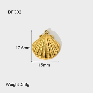 Gold plated stainless steel scallop shell pendant 17.5mm x 15mm for DIY jewelry