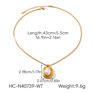 Detailed dimensions of the pearl pendant necklace with exact measurements and weight info