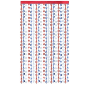 Red blue and white snowflake foil fringe curtain for Christmas party backdrop decoration