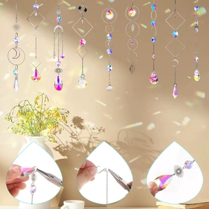 Detailed DIY process of assembling crystal suncatchers with metal frames and prisms