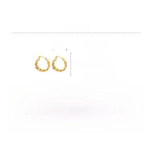 Detail of 2cm gold twisted rope hoop earrings made of alloy with silver posts
